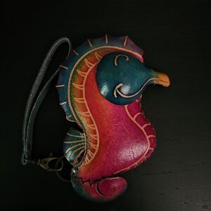 Handmade Seahorse Leather Wristlet NWOT